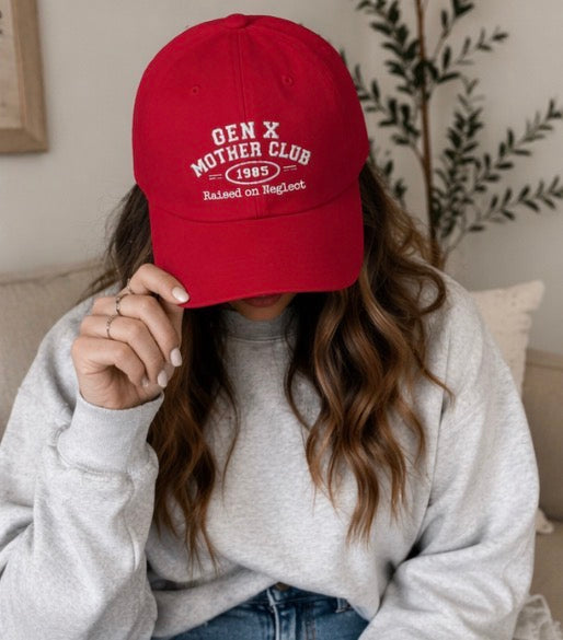 Gen X Mother Club ™ "Raised On Neglect" Cap — Vintage '65 Club Embroidered Baseball Hat