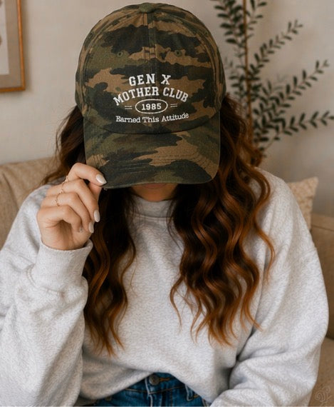Gen X Mother Club ™ "Earned This Attitude" Cap — Vintage '65 Club Embroidered Baseball Hat