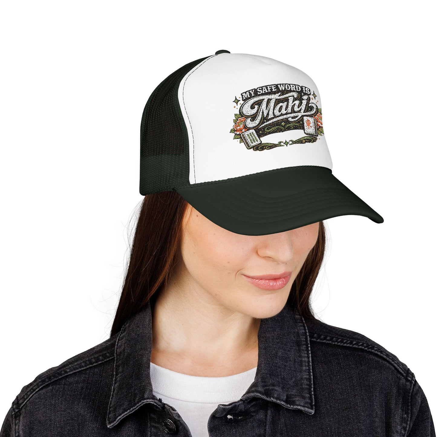 Trucker Hat — "My Safe Word Is Mahj" Vintage Fishing Mesh Cap