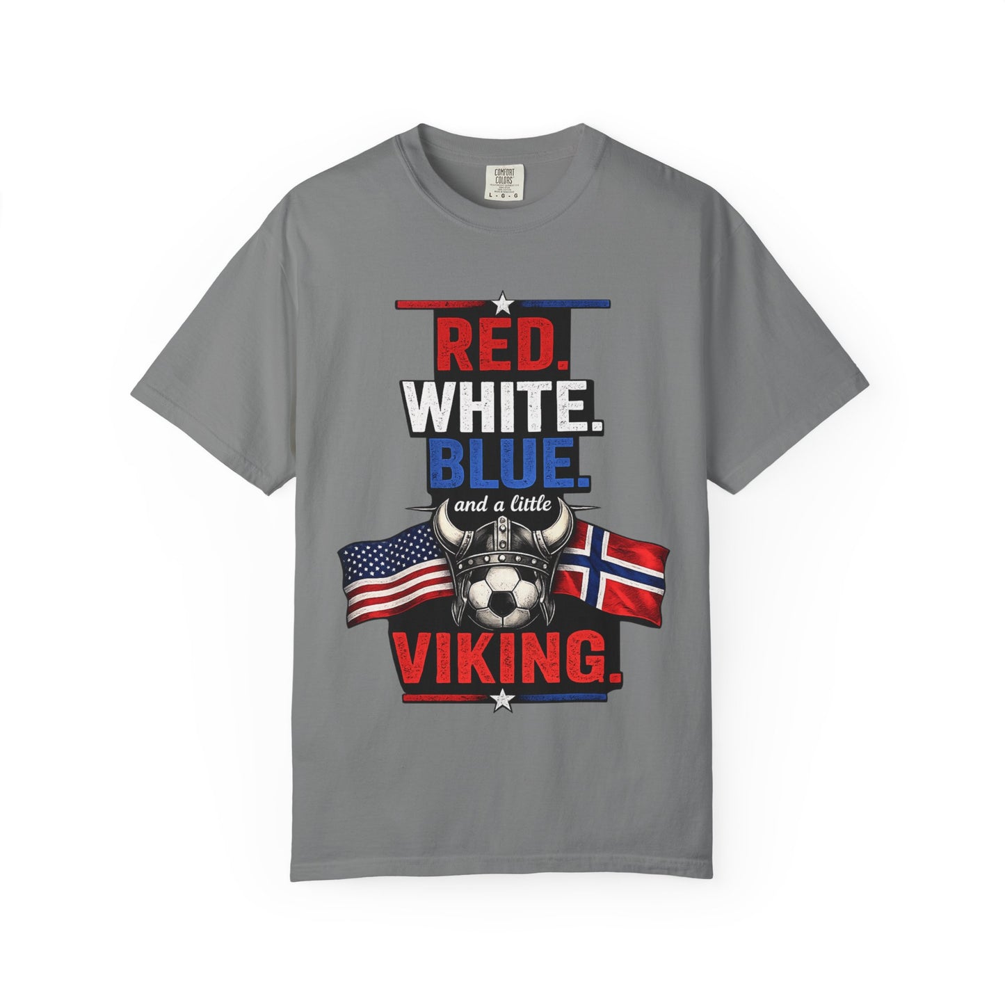 Red, White, Blue and a Little Viking T-Shirt — USA & Norway Soccer Fan Tee