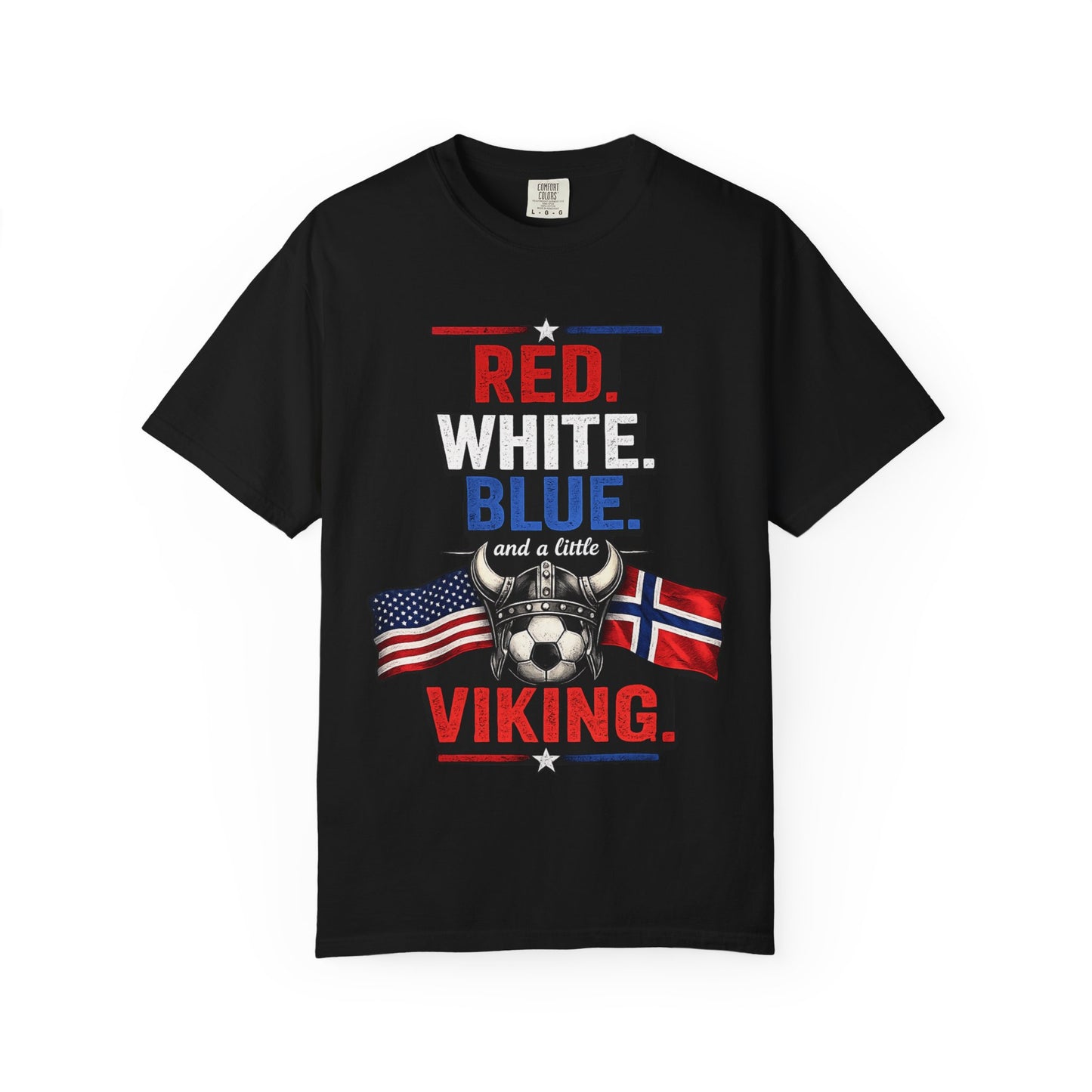 Red, White, Blue and a Little Viking T-Shirt — USA & Norway Soccer Fan Tee