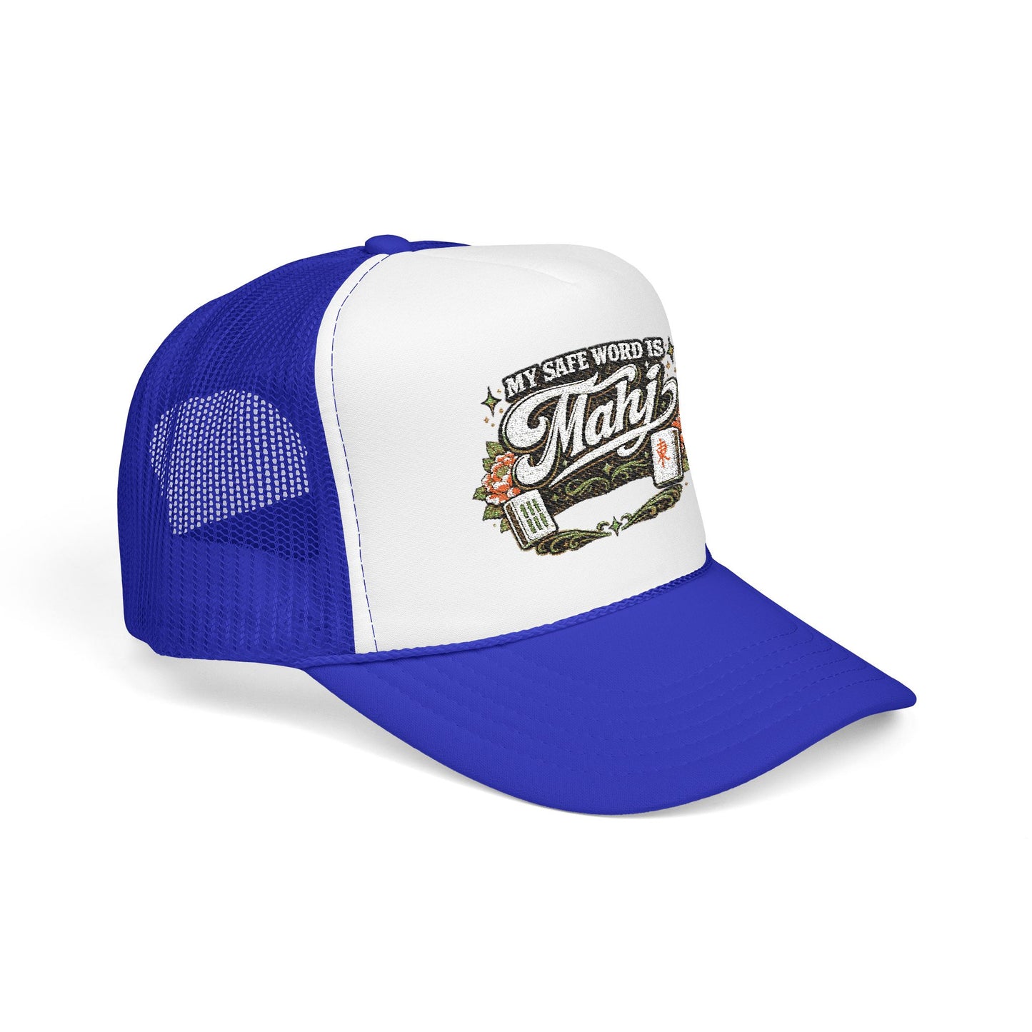 Trucker Hat — "My Safe Word Is Mahj" Vintage Fishing Mesh Cap