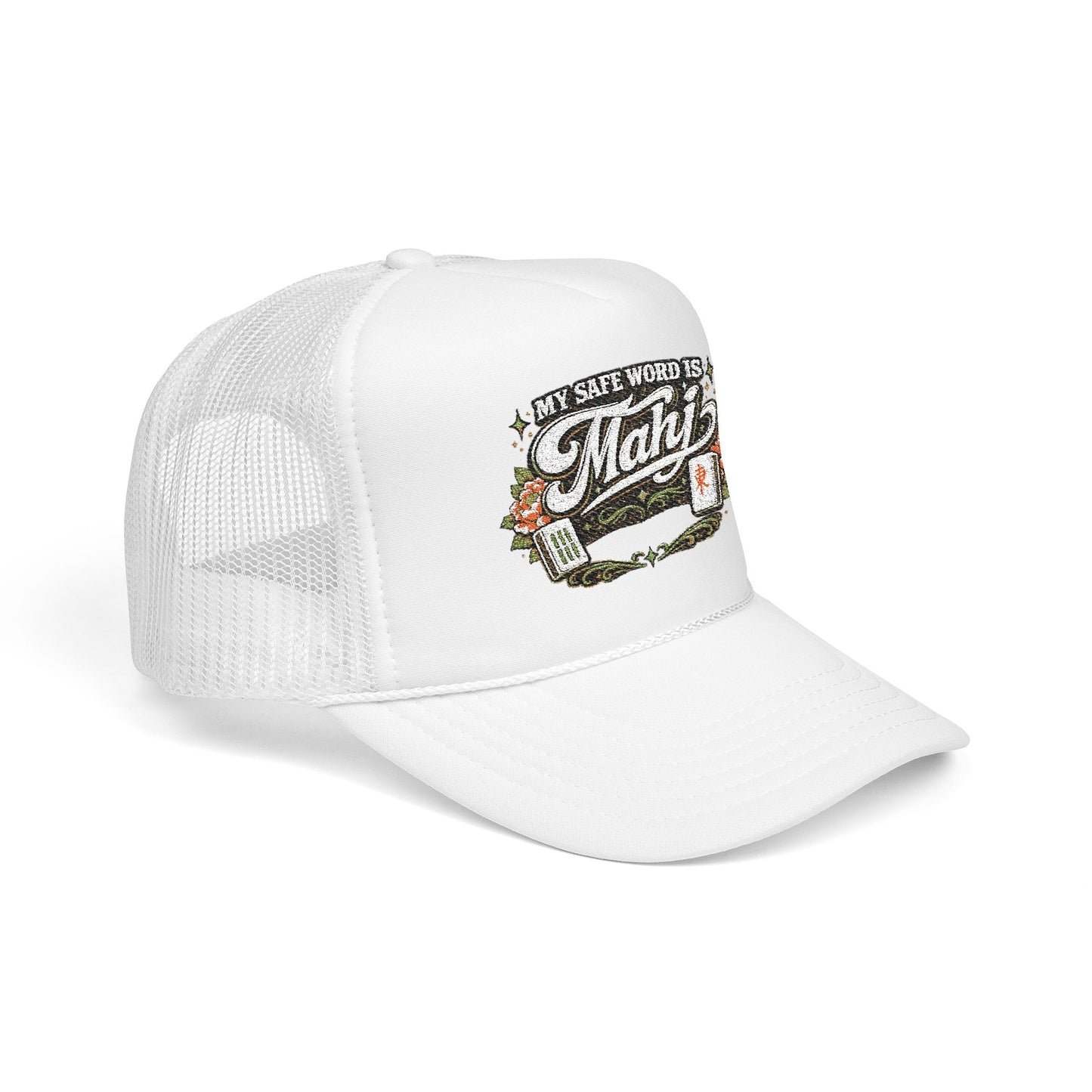 Trucker Hat — "My Safe Word Is Mahj" Vintage Fishing Mesh Cap