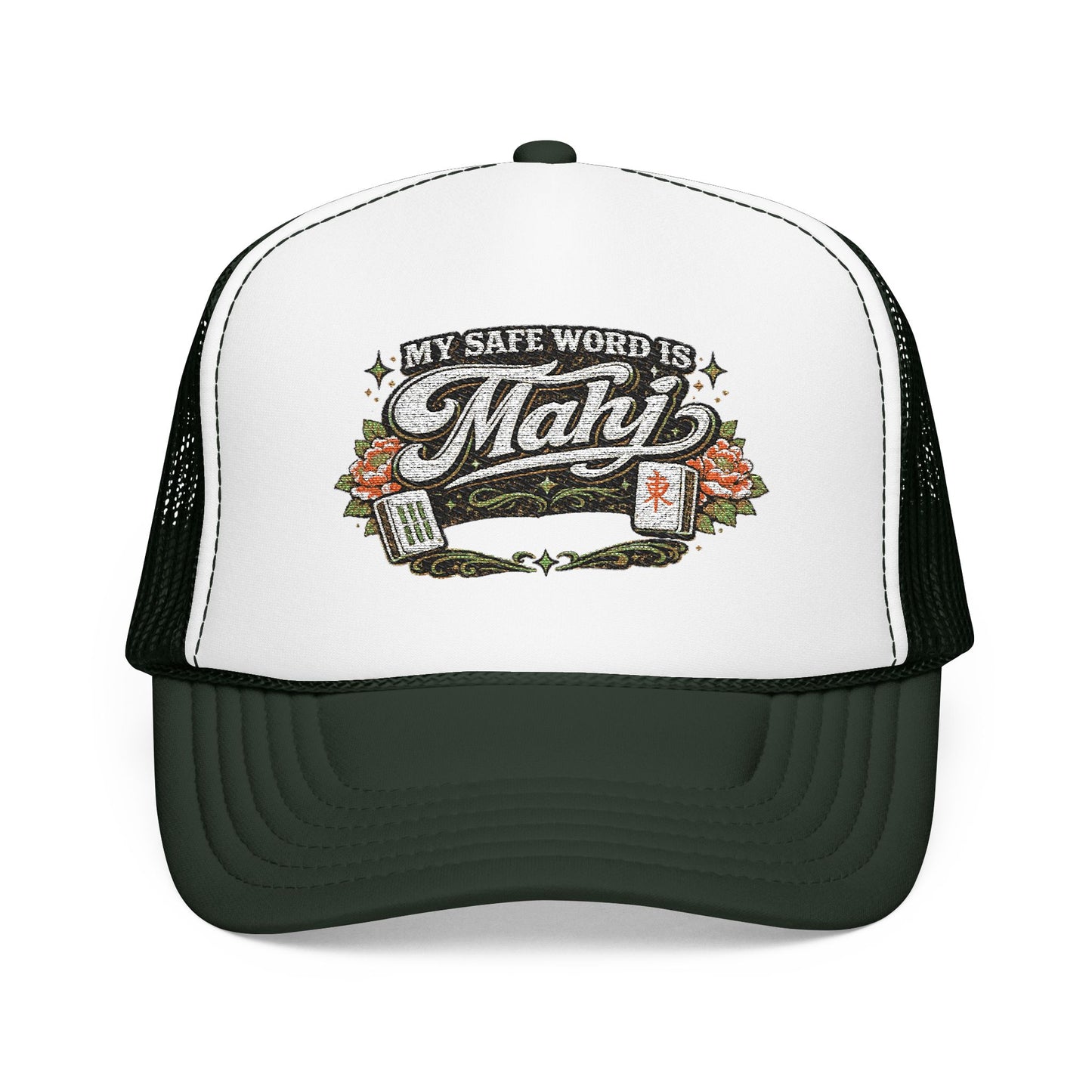 Trucker Hat — "My Safe Word Is Mahj" Vintage Fishing Mesh Cap