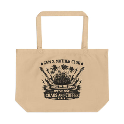 Gen X Mother Club ™ Tote Bag - "Welcome to the Jungle We've Got Chaos and Coffee" Eco Canvas