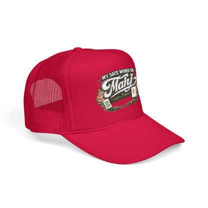 Trucker Hat — "My Safe Word Is Mahj" Vintage Fishing Mesh Cap