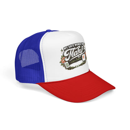 Trucker Hat — "My Safe Word Is Mahj" Vintage Fishing Mesh Cap