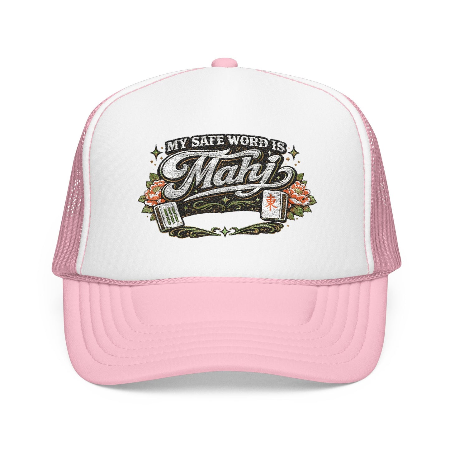 Trucker Hat — "My Safe Word Is Mahj" Vintage Fishing Mesh Cap