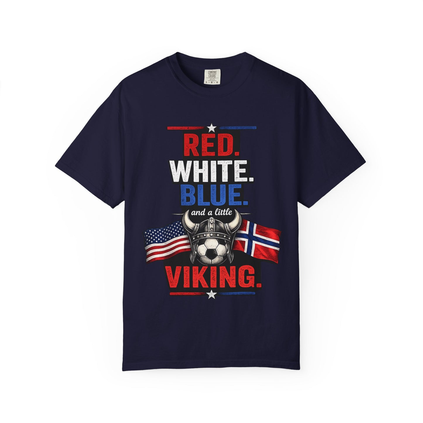 Red, White, Blue and a Little Viking T-Shirt — USA & Norway Soccer Fan Tee