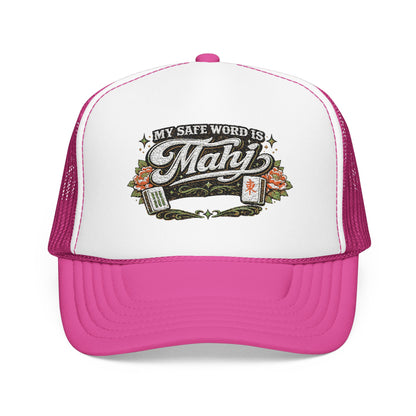 Trucker Hat — "My Safe Word Is Mahj" Vintage Fishing Mesh Cap