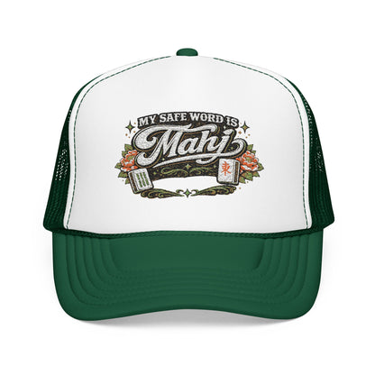 Trucker Hat — "My Safe Word Is Mahj" Vintage Fishing Mesh Cap