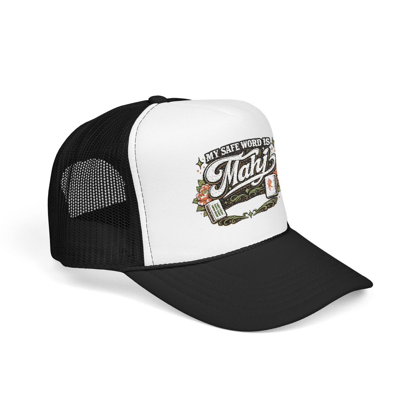 Trucker Hat — "My Safe Word Is Mahj" Vintage Fishing Mesh Cap