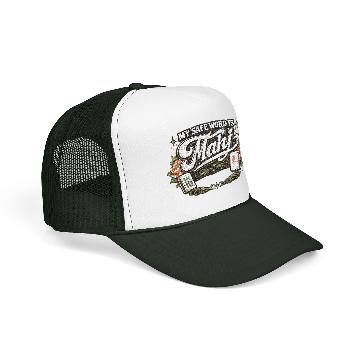 Trucker Hat — "My Safe Word Is Mahj" Vintage Fishing Mesh Cap