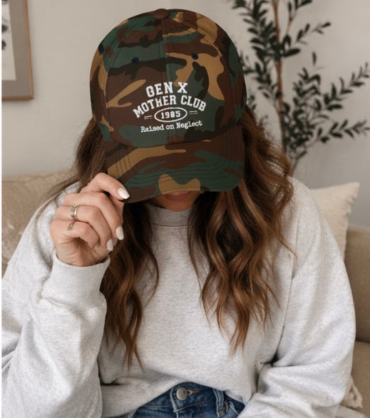 Gen X Mother Club ™ "Raised On Neglect"  Cap — Vintage '65 Club Embroidered Baseball Hat