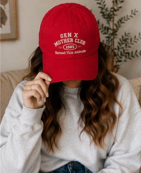 Gen X Mother Club ™ "Earned This Attitude"  Cap — Vintage '65 Club Embroidered Baseball Hat