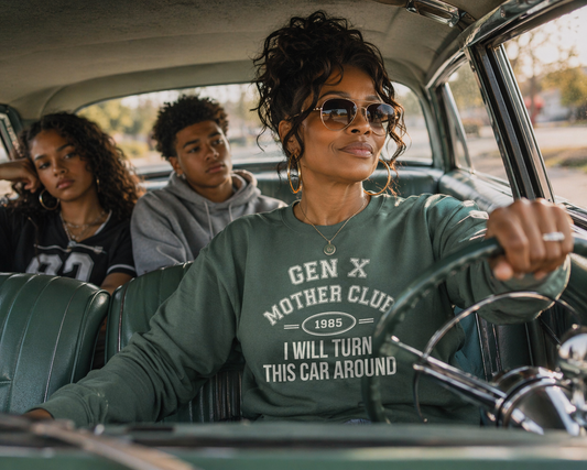 Gen X Mother Club ™ Sweatshirt – "I Will Turn This Car Around" Retro 1985 Crewneck