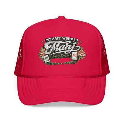 Trucker Hat — "My Safe Word Is Mahj" Vintage Fishing Mesh Cap