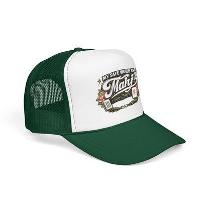 Trucker Hat — "My Safe Word Is Mahj" Vintage Fishing Mesh Cap