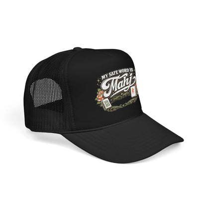 Trucker Hat — "My Safe Word Is Mahj" Vintage Fishing Mesh Cap