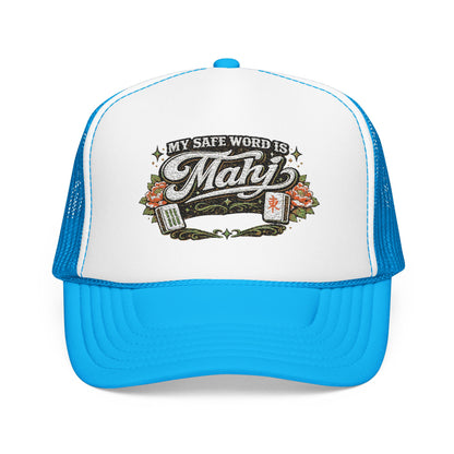 Trucker Hat — "My Safe Word Is Mahj" Vintage Fishing Mesh Cap