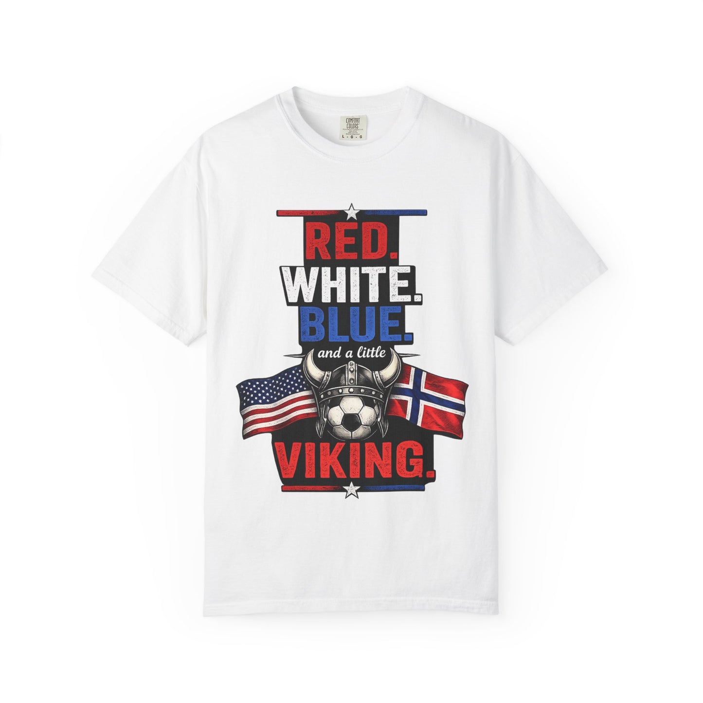 Red, White, Blue and a Little Viking T-Shirt — USA & Norway Soccer Fan Tee