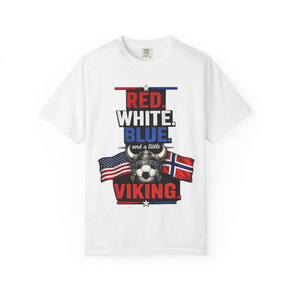 Red, White, Blue and a Little Viking T-Shirt — USA & Norway Soccer Fan Tee