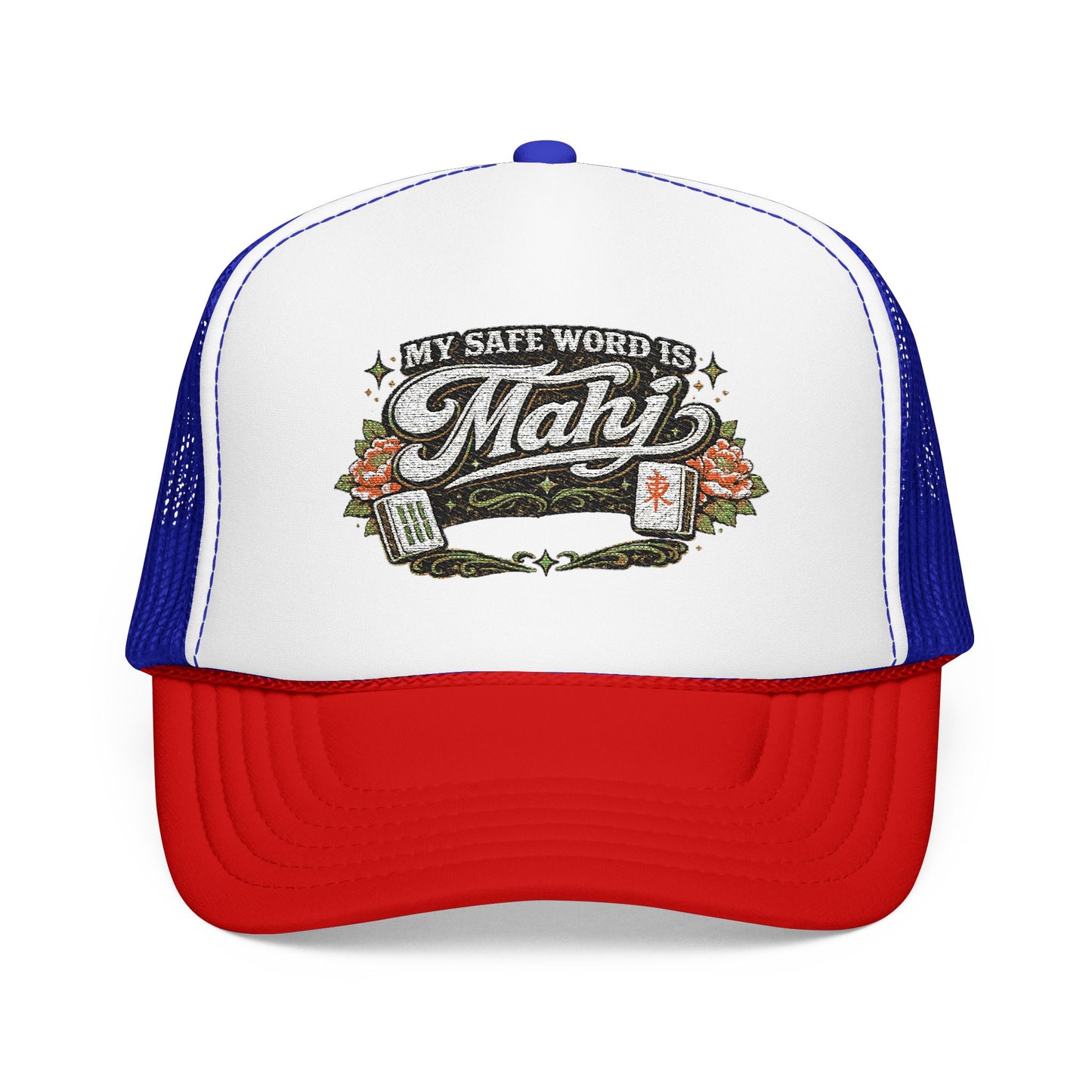 Trucker Hat — "My Safe Word Is Mahj" Vintage Fishing Mesh Cap